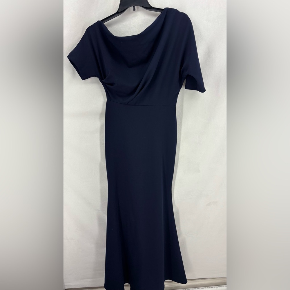 Betsy Adam Women’s 6 Madeline long maxi scuba crepe off the shoulder drop dress - Picture 3 of 11